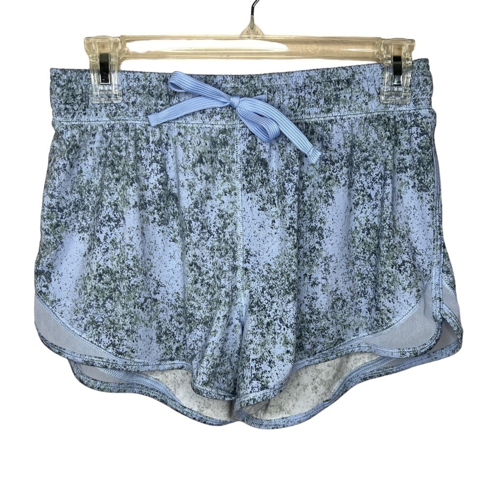 Small SO Blue Pastel Print Athletic Shorts Activewear Elastic Waist